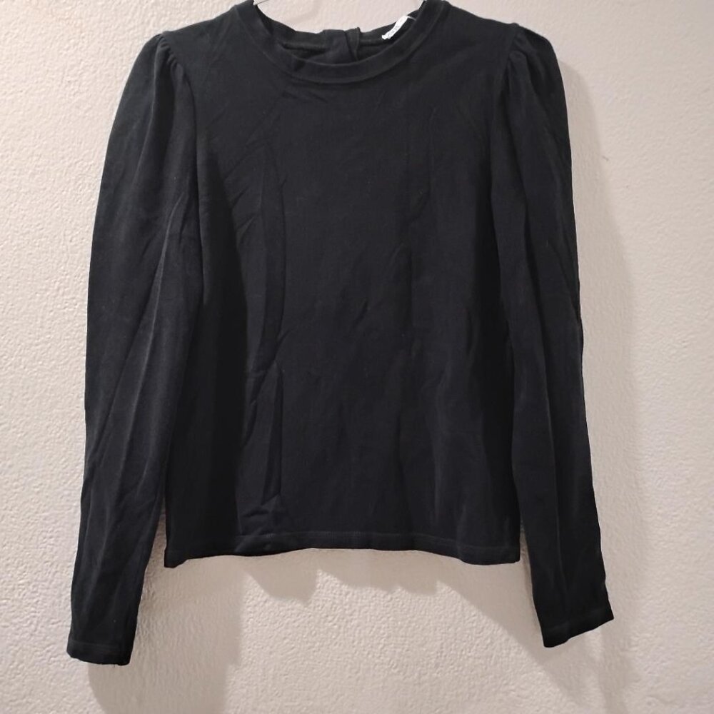 Zara- S-Puff SHOULDER'S- knit SWETERS- CRYTALS AND PEARLS BUTOONS ON BACK TOP